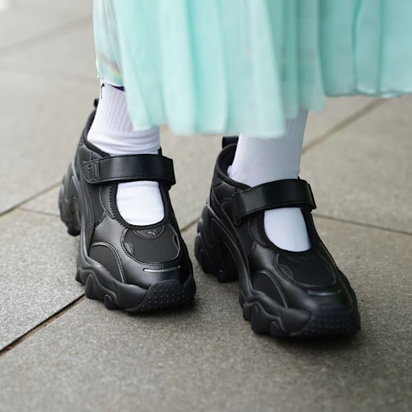 ウィメンズ パルサー ウェッジ サンダル, PUMA Black-Puma Aged Silver, extralarge-JPN
