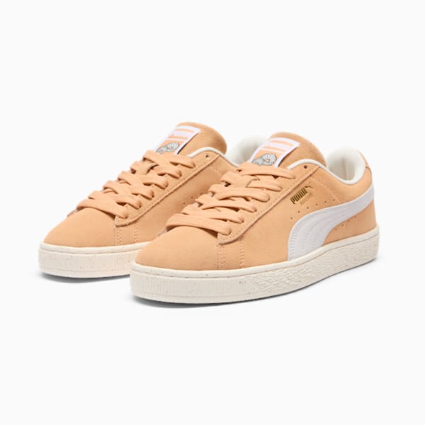 Zapatillas de gamuza New Bloom para mujer, Peach Fizz-Warm White-Puma Team Gold, extralarge