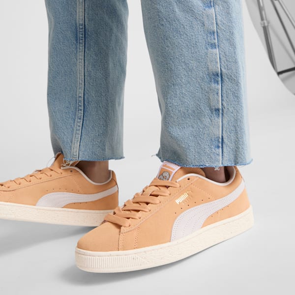 Zapatillas de gamuza New Bloom para mujer, Peach Fizz-Warm White-Puma Team Gold, extralarge
