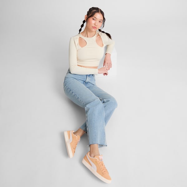 Sneakers Suede New Bloom Femme, Peach Fizz-Warm White-Puma Team Gold, extralarge