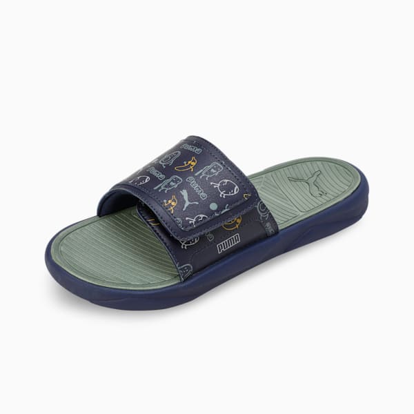 Royalcat Comfort Stablex Men's Slides, PUMA Navy-Eucalyptus-Yellow Sizzle, extralarge-IND