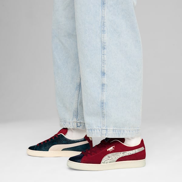 Puma Suede Split Sneakers Intense Red Cold Green Frosted Ivory 9.5