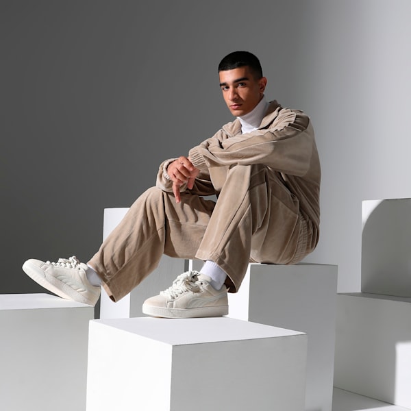 Suede XL Rope Sneakers, Frosted Ivory-Vapor Gray, extralarge-IND