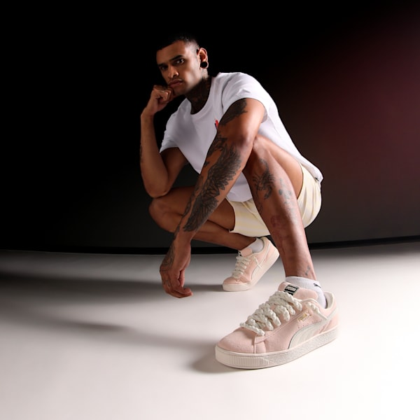 Suede XL Rope Sneakers, Warm White-Island Pink, extralarge-IND