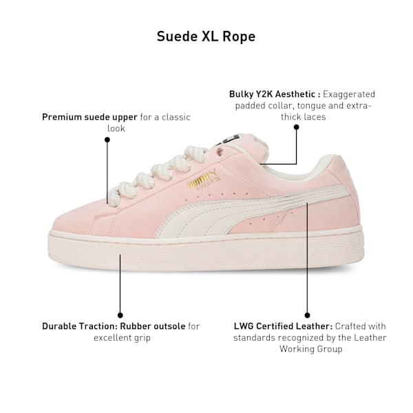 Suede XL Rope Sneakers, Warm White-Island Pink, extralarge-IND