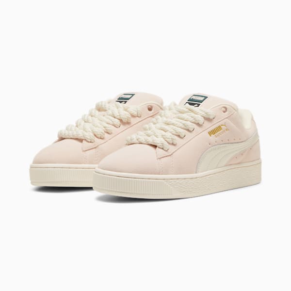 Suede XL Rope Sneakers, Warm White-Island Pink, extralarge