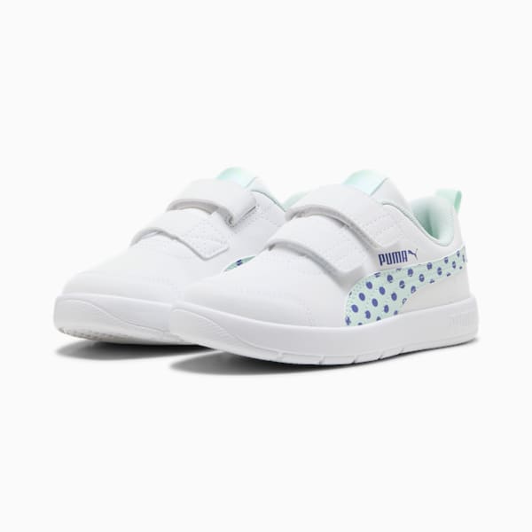 ガールズ コートフレックス V3 ドッティ スニーカー 17-21cm, PUMA White-Peaceful Blue, extralarge-JPN