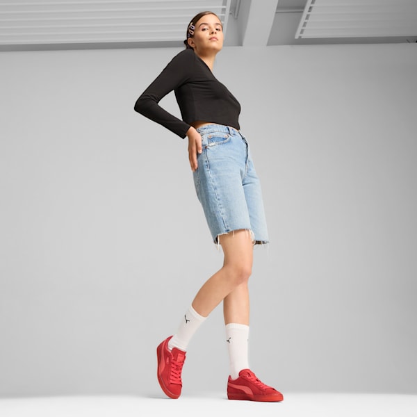 Suede Classic Translucent Sneakers Women, Tart Cherry-Salmon, extralarge