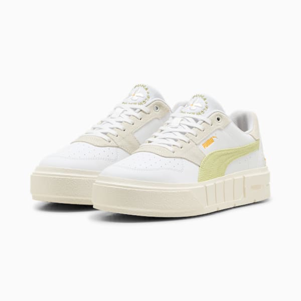 Cali Court Embroidery Sneakers Women, Pistachio Green-Warm White, extralarge