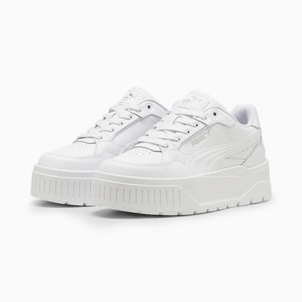 Tenis Karmen II Idol para adolescentes, PUMA White-PUMA White-PUMA Silver, extralarge