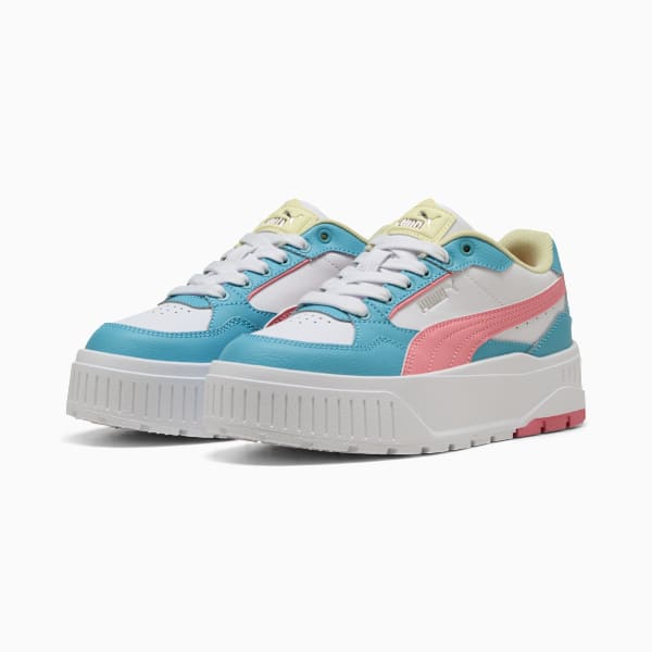 Tenis Karmen II Idol para adolescentes, PUMA White-Pinkscape-Aqua, extralarge