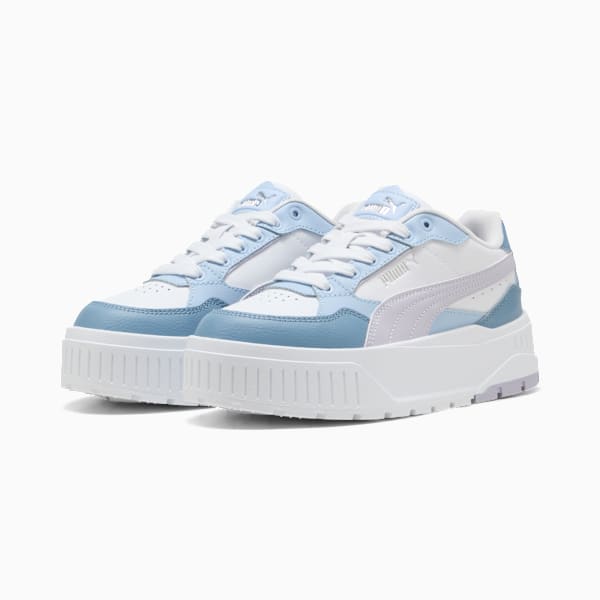 Tenis Karmen II Idol para adolescentes, PUMA White-Lilac Crush-Cool Blue, extralarge