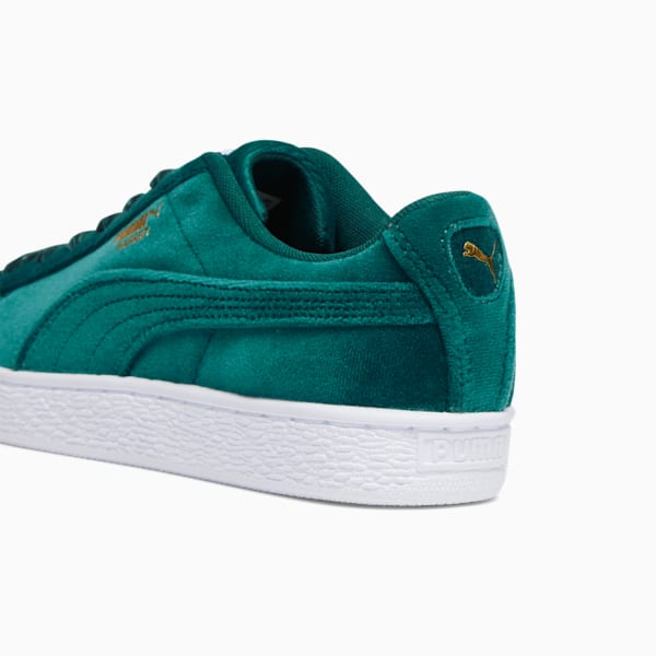 Tenis clásicos de baloncesto de gamuza para mujer, Malachite-Puma Team Gold-PUMA White, extralarge