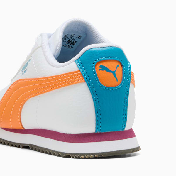 Zapatillas Roma 24 Standard para niños, PUMA White-Orange Glo, extralarge