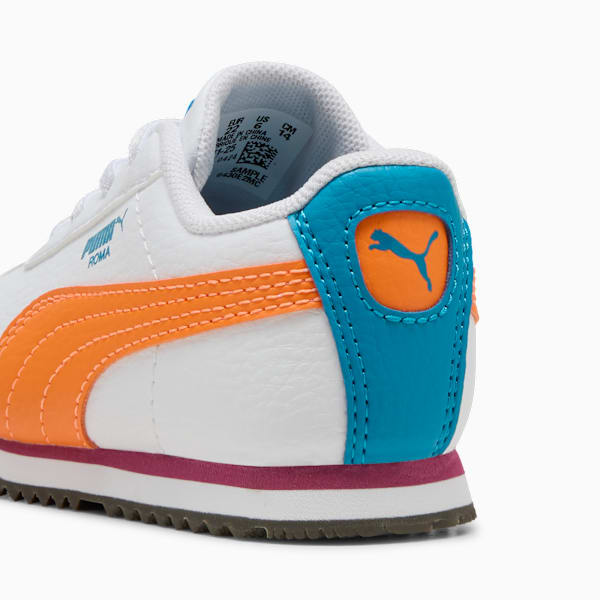 Tenis para infantes Roma 24 Standard, PUMA White-Orange Glo, extralarge