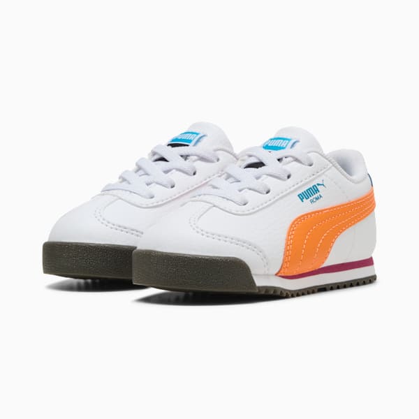 Tenis para infantes Roma 24 Standard, PUMA White-Orange Glo, extralarge