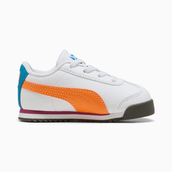 Tenis para infantes Roma 24 Standard, PUMA White-Orange Glo, extralarge