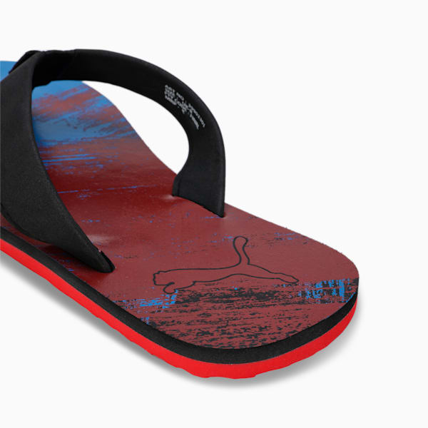 Triumph V7 Men's Flip-Flops, Puma Black-AZURE BLUE-High Risk Red, extralarge-IND