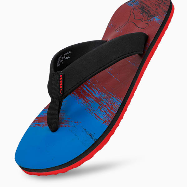 Triumph V7 Men's Flip-Flops, Puma Black-AZURE BLUE-High Risk Red, extralarge-IND