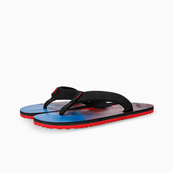 Triumph V7 Men's Flip-Flops, Puma Black-AZURE BLUE-High Risk Red, extralarge-IND