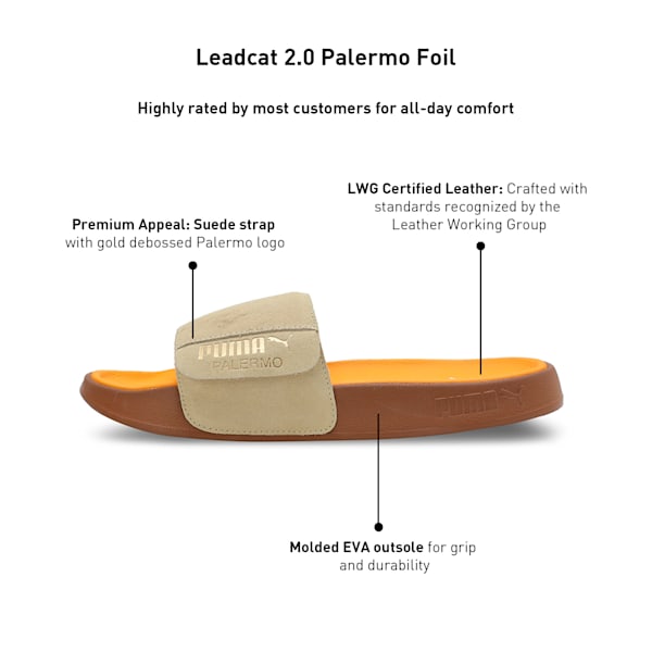 Leadcat 2.0 Palermo Foil Slides, Creamy Vanilla-PUMA Gold-Tangerine-Gum, extralarge-IND