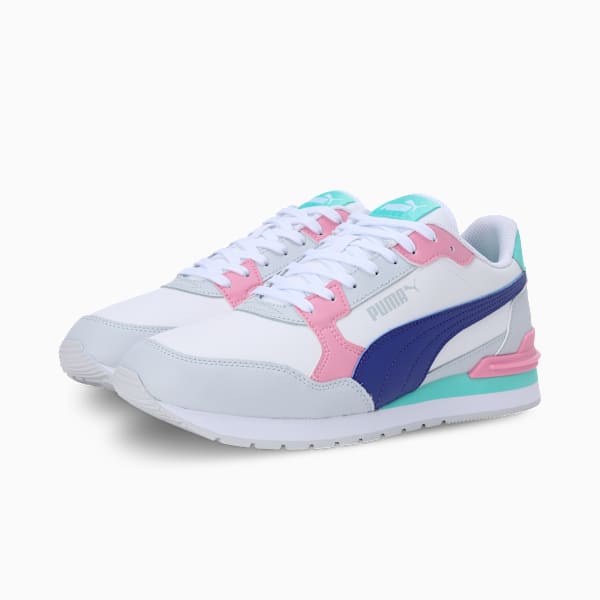 ST Runner v4 Leather Sneakers, PUMA White-Lapis Lazuli-Silver Mist-Mauved Out-Mint, extralarge-IND