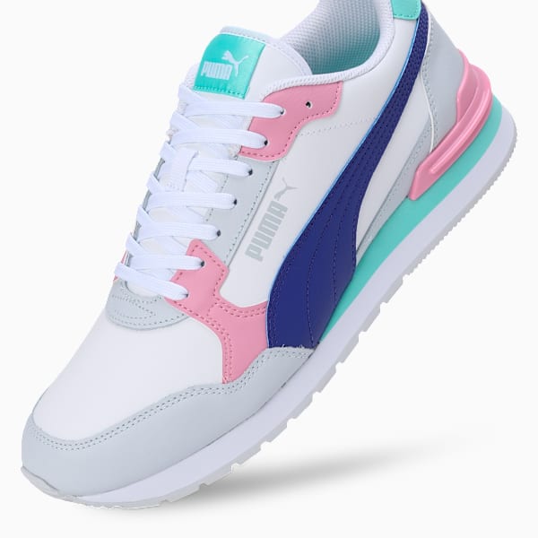 ST Runner v4 Leather Sneakers, PUMA White-Lapis Lazuli-Silver Mist-Mauved Out-Mint, extralarge-IND