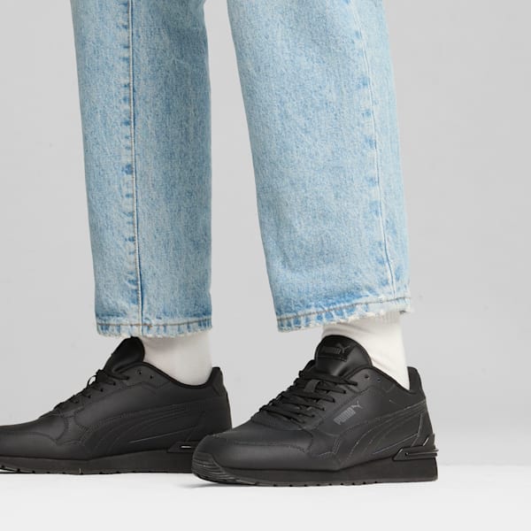 Sneakers ST Runner v4 Leather Homme, PUMA Black-Shadow Gray, extralarge