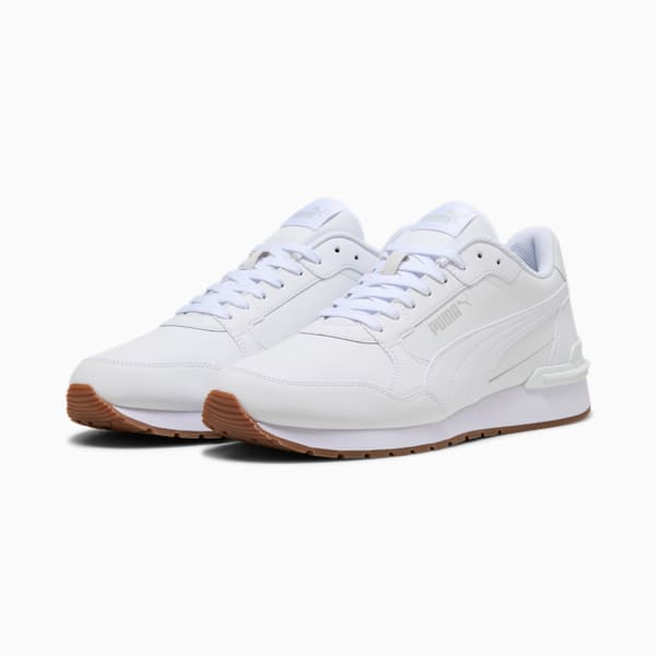 Sneakers ST Runner v4 Leather Homme, PUMA White-Glacial Gray-Gum, extralarge