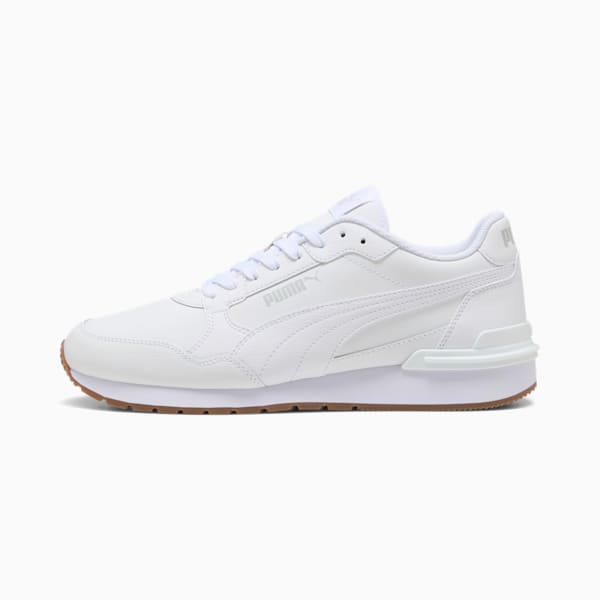 Sneakers ST Runner v4 Leather Homme, PUMA White-Glacial Gray-Gum, extralarge