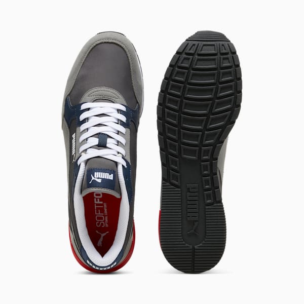 Tenis de nailon ST Runner v4 para hombre, Shadow Gray-Cast Iron-Club Navy-PUMA Red-PUMA White, extralarge