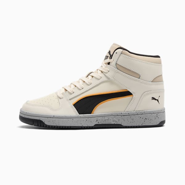 PUMA Rebound LayUp Nylon Men's Sneakers, Alpine Snow-PUMA Black-Clementine, extralarge
