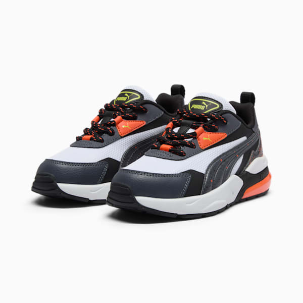 Zapatillas Vis2k Full Throttle para niños pequeños, PUMA White-Galactic Gray-Lime Smash, extralarge