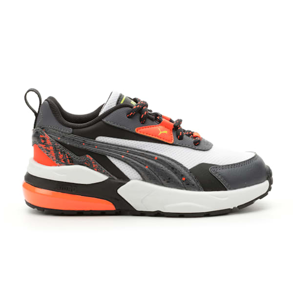Zapatillas Vis2k Full Throttle para niños pequeños, PUMA White-Galactic Gray-Lime Smash, extralarge