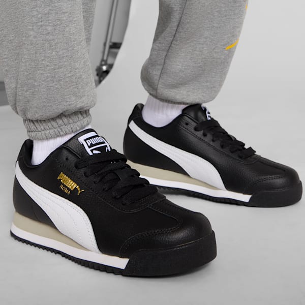 Tenis para niños grandes Roma 24 Standard, PUMA Black-PUMA White, extralarge
