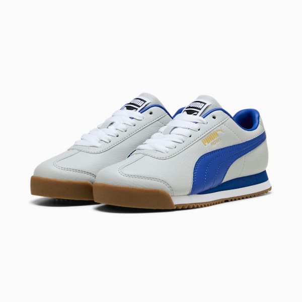 Roma 24 Standard Big Kids' Sneakers, Cool Light Gray-Vivid Blue, extralarge
