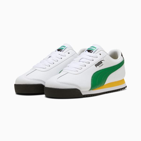 Tenis para niños grandes Roma 24 Standard, PUMA White-Archive Green, extralarge