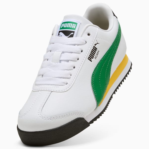 Tenis para niños grandes Roma 24 Standard, PUMA White-Archive Green, extralarge