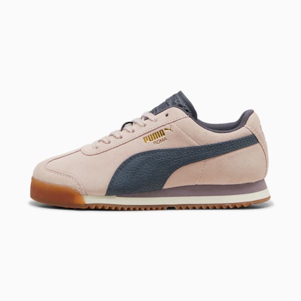 Tenis Roma 24 Suede para niños grandes, Mauve Mist-Galactic Gray-Gum, extralarge