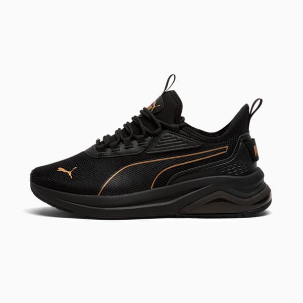 Amplifier Women's Wide Sneakers, PUMA Black-PUMA Gold, extralarge