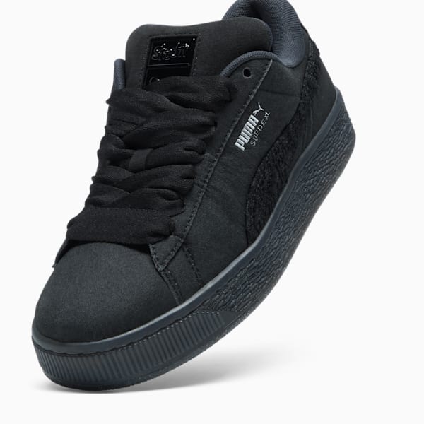 PUMA x COLLINA STRADA Suede XL Black Women's Sneakers, Flat Dark Gray-PUMA Black-PUMA Silver, extralarge