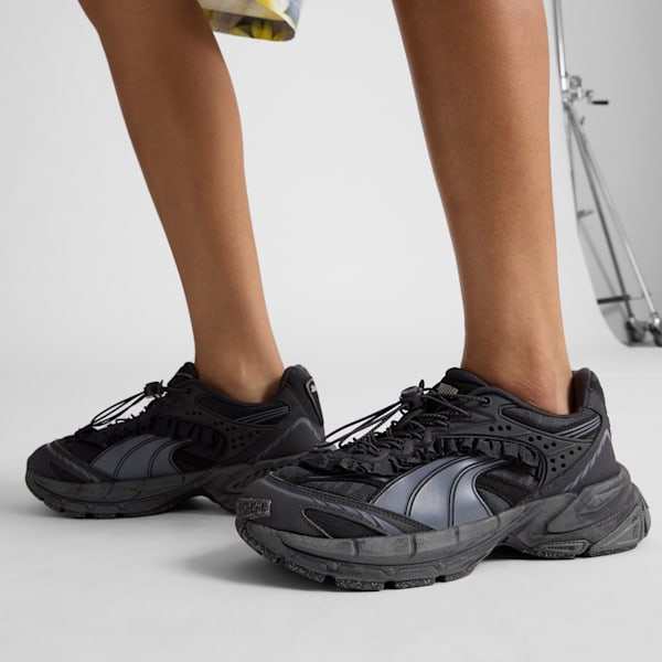 Sneakers noirs rétro PUMA x COLLINA STRADA Velophasis Femme, Flat Dark Gray-PUMA Silver, extralarge