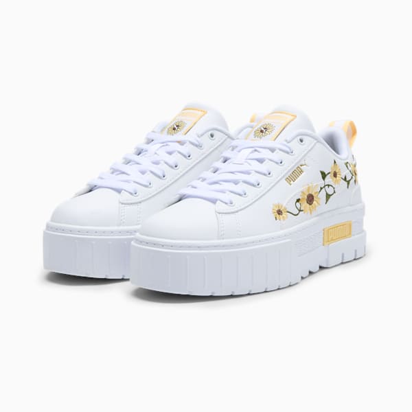 Tenis con bordado de girasol para mujer Mayze, PUMA White-Chocolate, extralarge