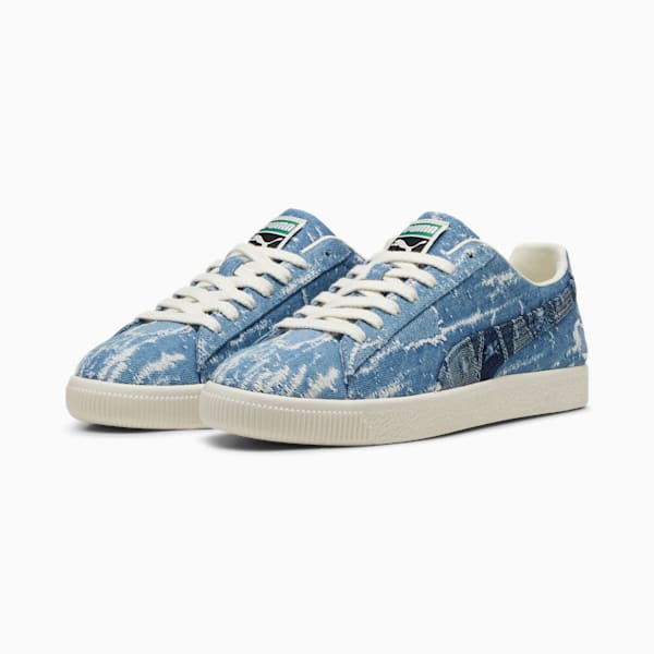 Clyde Denim Sneakers, Frosted Ivory-Faded Denim, extralarge