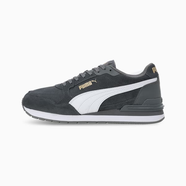 ST Runner v4 Suede Sneakers, Cool Dark Gray-PUMA White-Puma Team Gold, extralarge-IND