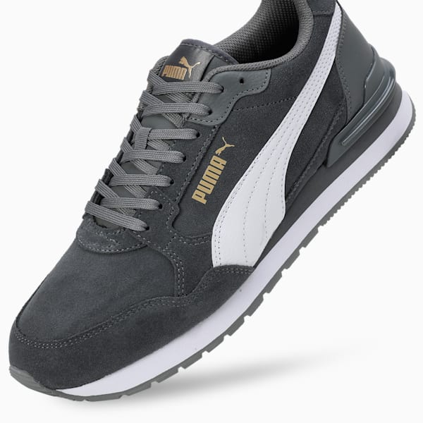 ST Runner v4 Suede Sneakers, Cool Dark Gray-PUMA White-Puma Team Gold, extralarge-IND
