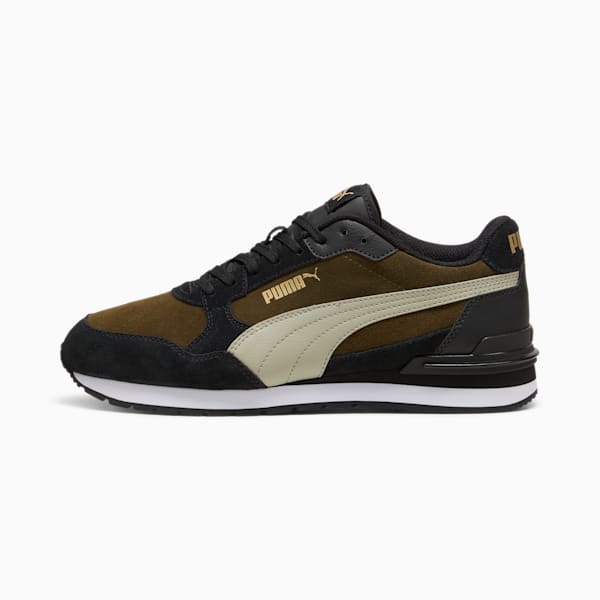 Tenis para hombre ST Runner v4 Suede, Deep Olive-Pebble Gray-PUMA Black-Puma Team Gold, extralarge
