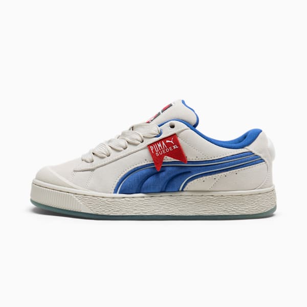 Tenis PUMA x GHOSTBUSTERS Suede XL Stay Puft para hombre, Warm White-Clyde Royal-PUMA Red, extralarge