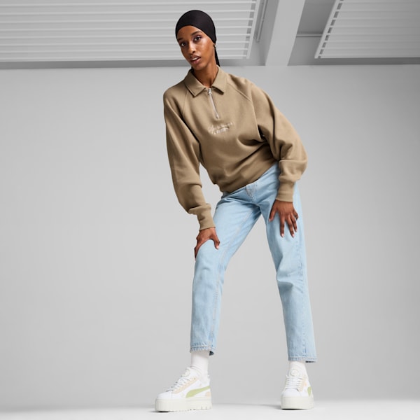 Mayze Embroidery Sneakers Women, PUMA White-Pistachio Green, extralarge
