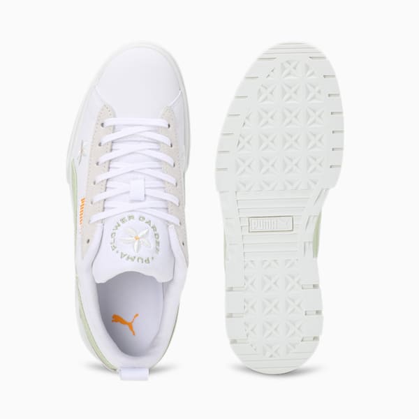 Mayze Embroidery Women's Sneakers, PUMA White-Pistachio Green, extralarge-IND